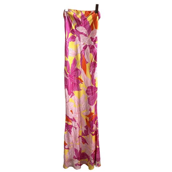 Retrofete Keaton Silk Strapless Maxi Dress Botanical Floral Pink - Picture 3 of 6